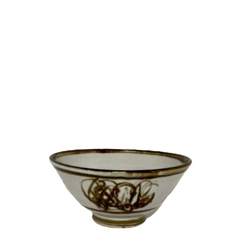 VINTAGE Splatter Louis Mideke Bowl Studio Art Pottery Abstract Oriental Inspired